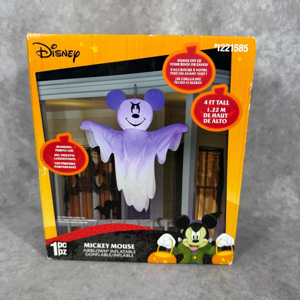 Gemma‎ Disney Mickey Mouse Hanging Ghost Airblown Inflatable Purple LED 4 FT NEW